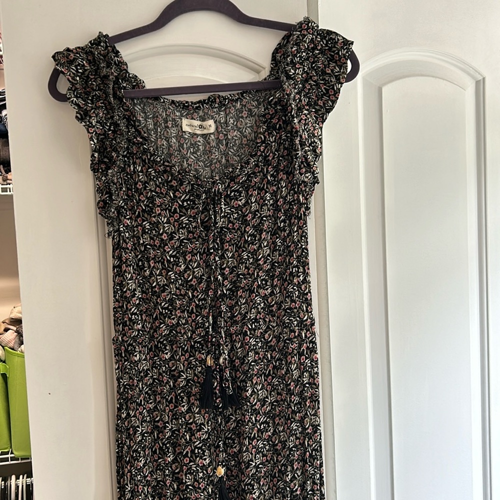 Natural life maxi dress, floral black, size medium